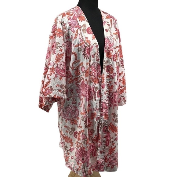 Roller Rabbit Amanda Kimono floral paisley robe cover up 100% cotton one size - Picture 2 of 10